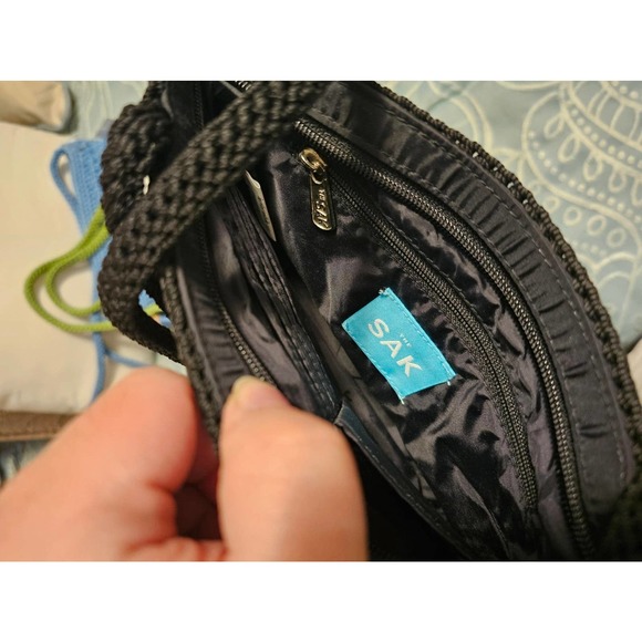 THE SAK Black Crochet Knit Fully Lined Handbag - Picture 4 of 4